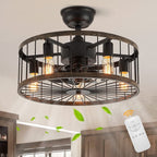 Ventilatore da soffitto a basso profilo da 20 pollici, moderno, con finitura in legno da fattoria, con luce e telecomando