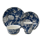 222 Fifth Adelaide Set di stoviglie in porcellana da 16 pezzi con piatti rotondi, ciotole e tazze, blu scuro