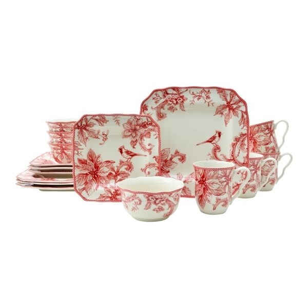 222 Fifth Christmas Lane Set di stoviglie da 16 pezzi, servizio per 4 persone