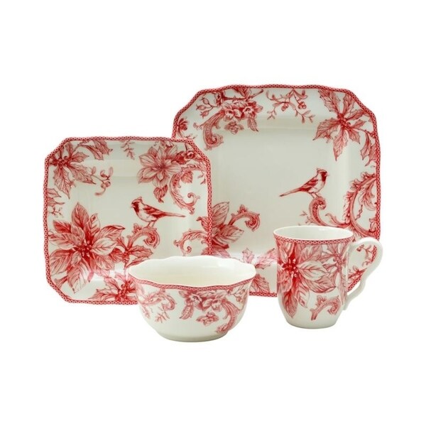 222 Fifth Christmas Lane Set di stoviglie da 16 pezzi, servizio per 4 persone