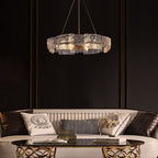 Lampadario moderno in cristallo dorato da 23,6 pollici, 6 luci, lampada a sospensione Glam Drum per isola cucina sala da pranzo