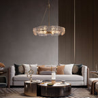 Lampadario moderno in cristallo dorato da 23,6 pollici, 6 luci, lampada a sospensione Glam Drum per isola cucina sala da pranzo