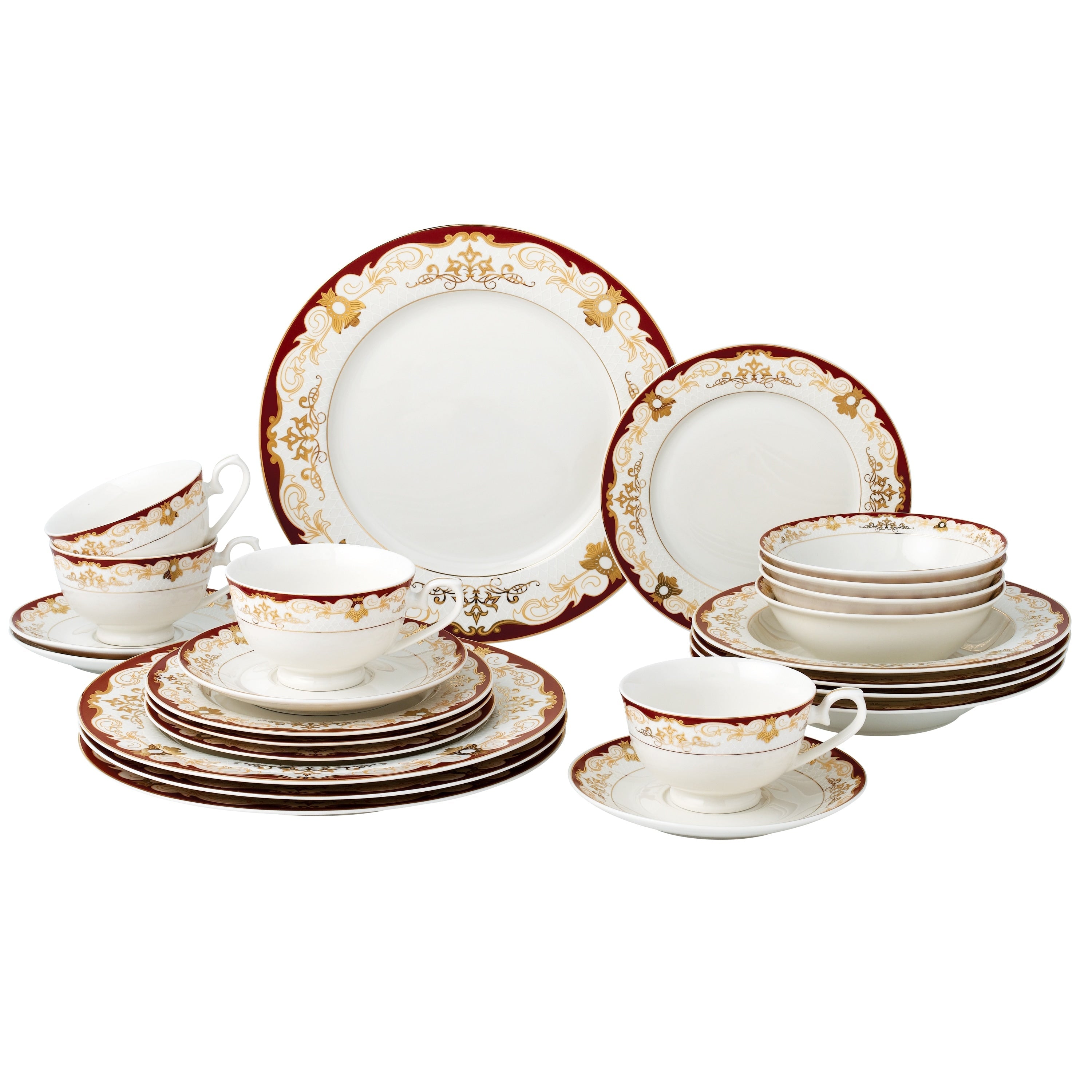 Set di stoviglie da 24 pezzi in porcellana fine, servizio per 4 di Lorren Home Trends