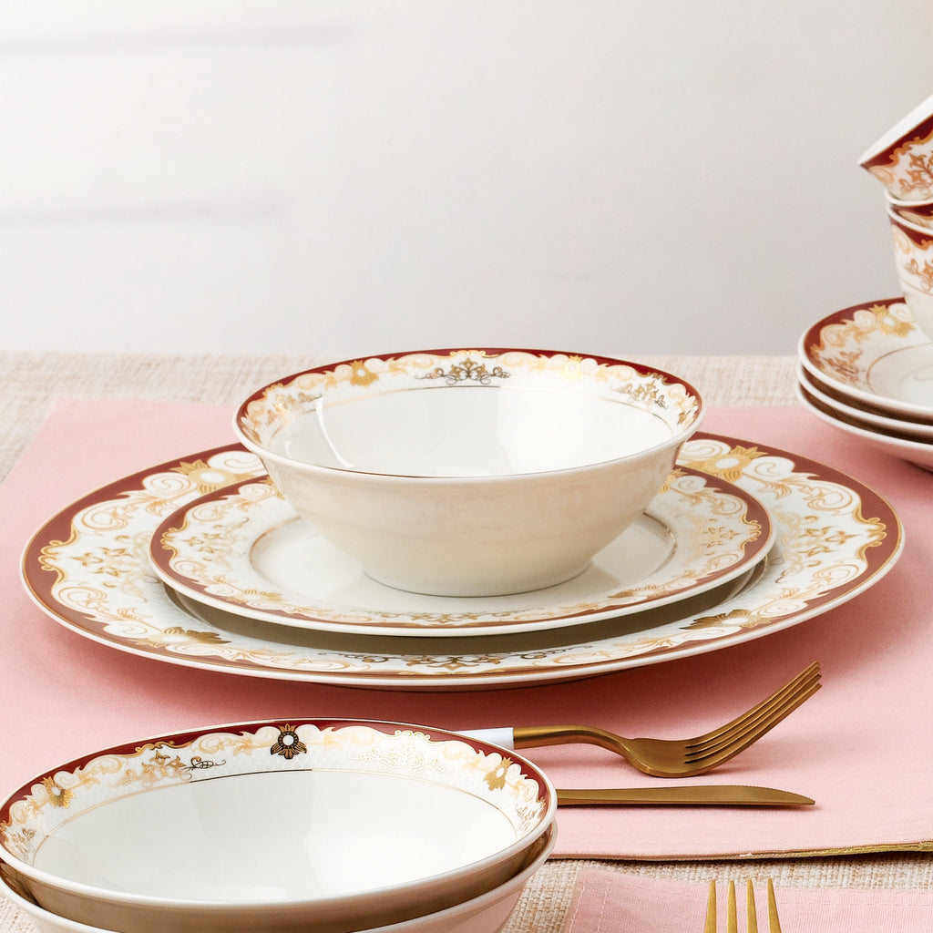 Set di stoviglie da 24 pezzi in porcellana fine, servizio per 4 di Lorren Home Trends