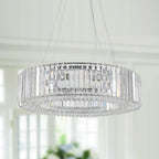 Lampadario da fattoria a 8 luci da 24,8 pollici, lampadario di cristallo, lampadario a tamburo per sala da pranzo, soggiorno, camera da letto, cucina