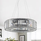 Lampadario da fattoria a 8 luci da 24,8 pollici, lampadario di cristallo, lampadario a tamburo per sala da pranzo, soggiorno, camera da letto, cucina