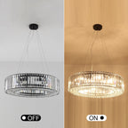 Lampadario da fattoria a 8 luci da 24,8 pollici, lampadario di cristallo, lampadario a tamburo per sala da pranzo, soggiorno, camera da letto, cucina