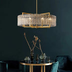 Lampadario moderno in cristallo dorato da 26 pollici, 6 luci, dimmerabile, per isola cucina con vetro smerigliato per sala da pranzo