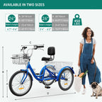 26 Tricicli per adulti a 3 ruote, bici a 7 velocità