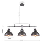 Lampada a sospensione a cupola industriale a 3 luci, in metallo, lineare, per isola da cucina, finitura in bronzo oliato