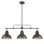 Lampada a sospensione a cupola industriale a 3 luci, in metallo, lineare, per isola da cucina, finitura in bronzo oliato