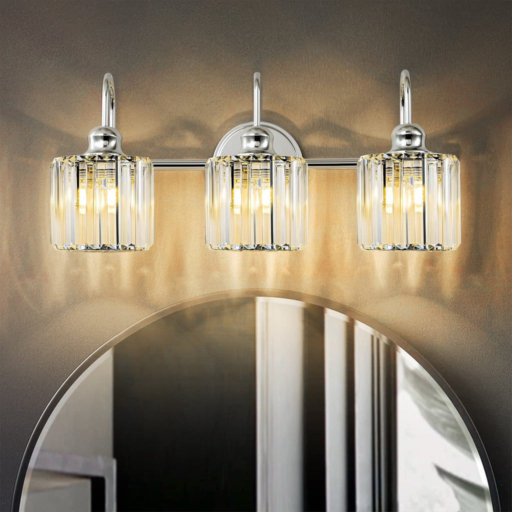Luci da bagno in cristallo dimmerabili lineari moderne e glamour da 3/4 luci sopra lo specchio