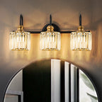 Luci da bagno in cristallo dimmerabili lineari moderne e glamour da 3/4 luci sopra lo specchio