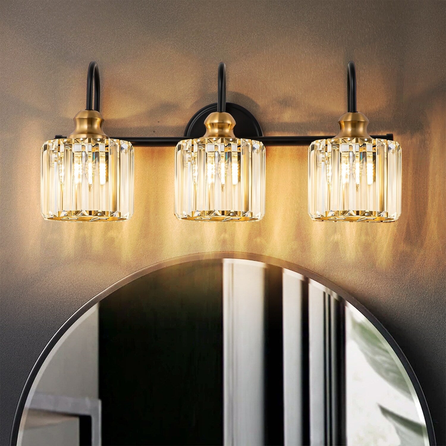 Luci da bagno in cristallo dimmerabili lineari moderne e glamour da 3/4 luci sopra lo specchio