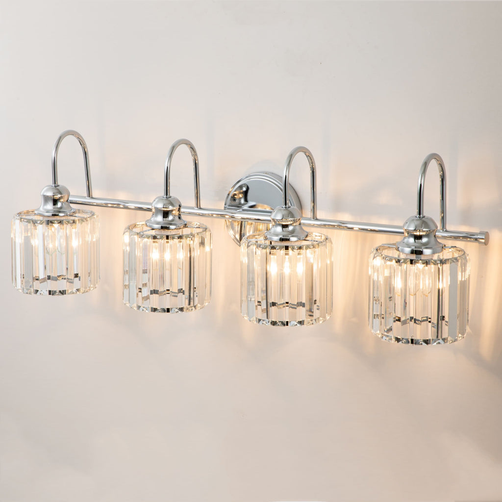 Luci da bagno in cristallo dimmerabili lineari moderne e glamour da 3/4 luci sopra lo specchio