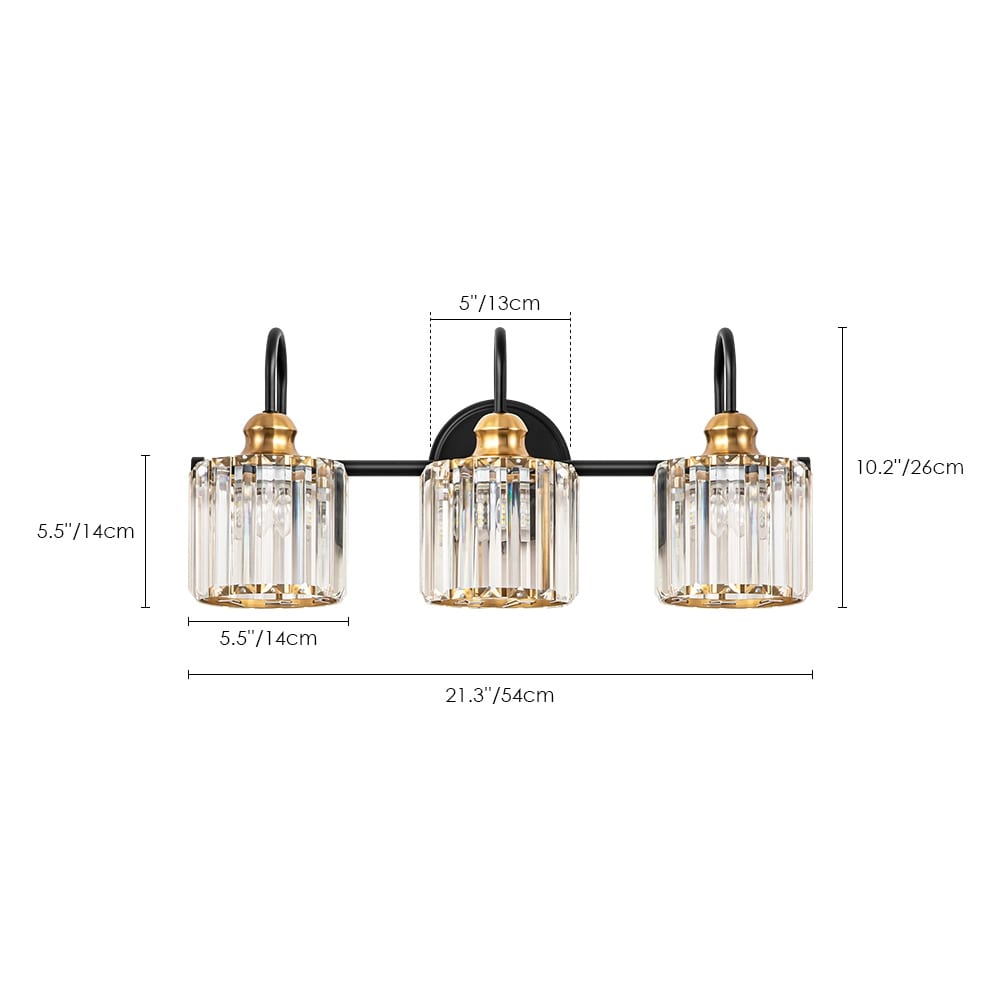 Luci da bagno in cristallo dimmerabili lineari moderne e glamour da 3/4 luci sopra lo specchio