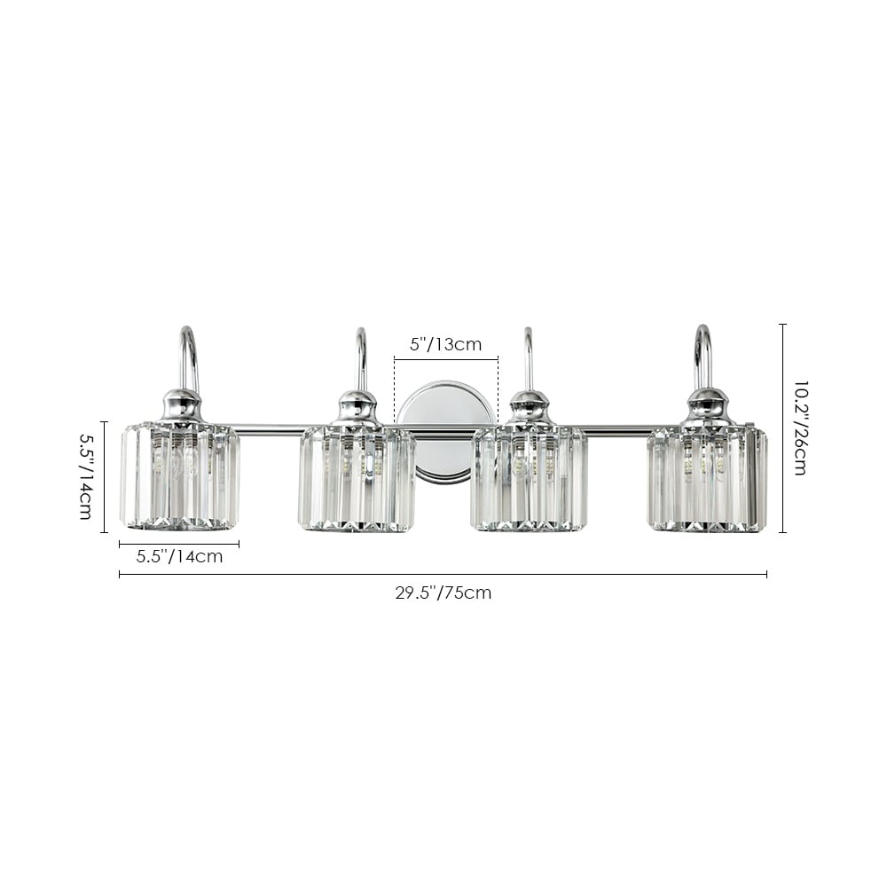 Luci da bagno in cristallo dimmerabili lineari moderne e glamour da 3/4 luci sopra lo specchio