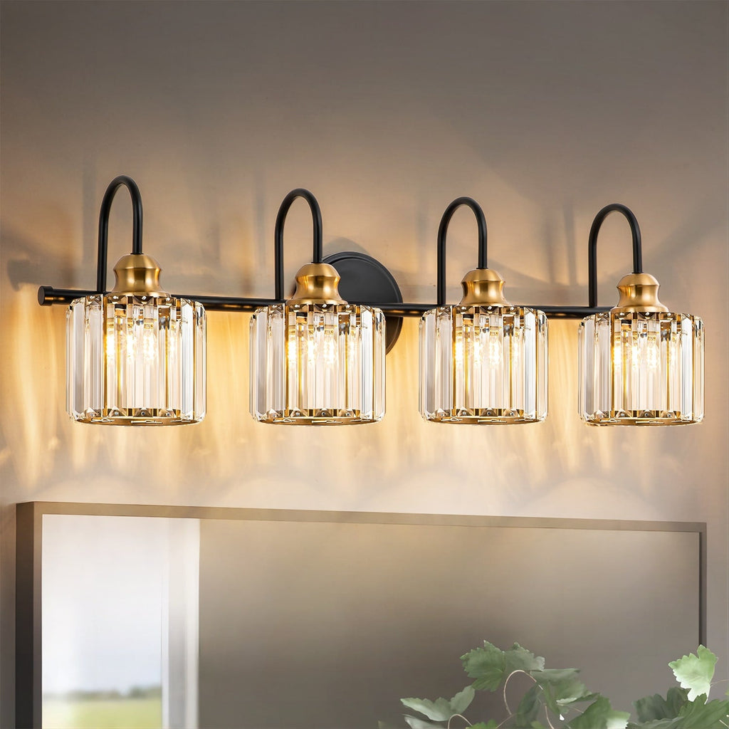 Luci da bagno in cristallo dimmerabili lineari moderne e glamour da 3/4 luci sopra lo specchio