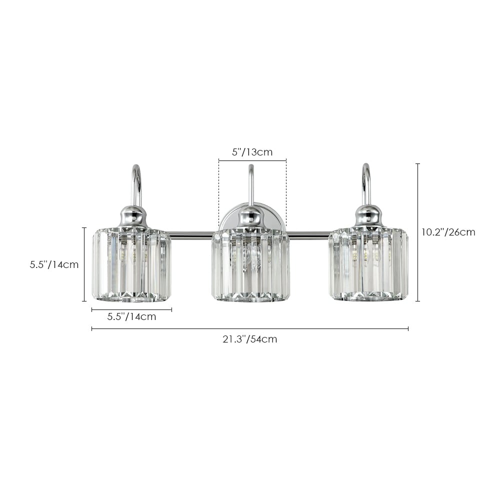 Luci da bagno in cristallo dimmerabili lineari moderne e glamour da 3/4 luci sopra lo specchio