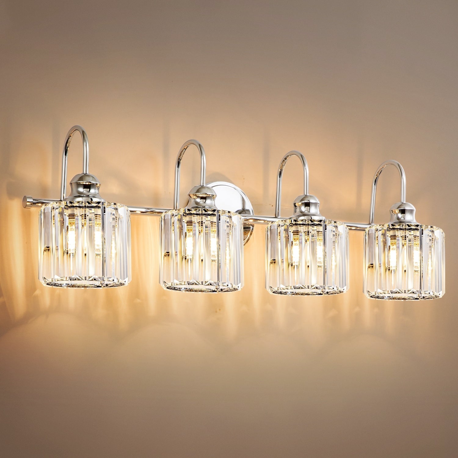 Luci da bagno in cristallo dimmerabili lineari moderne e glamour da 3/4 luci sopra lo specchio