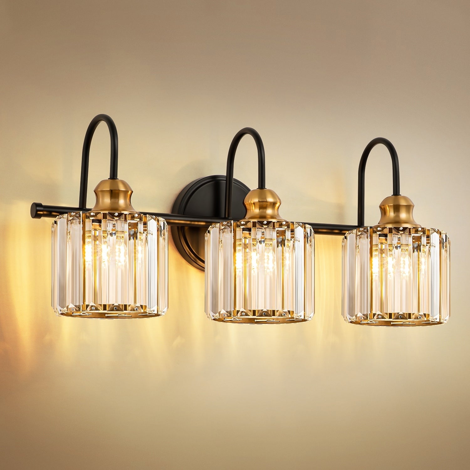 Luci da bagno in cristallo dimmerabili lineari moderne e glamour da 3/4 luci sopra lo specchio