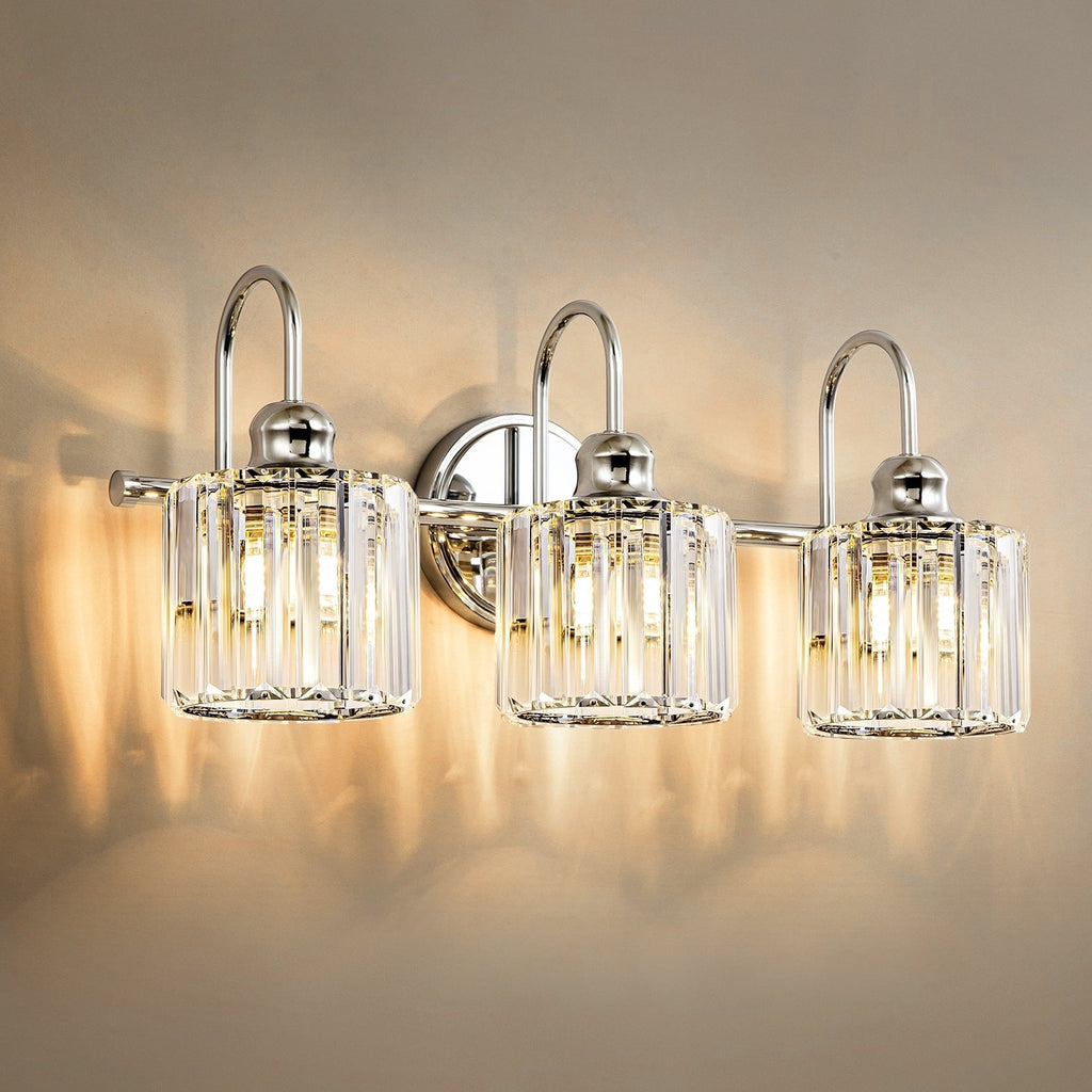Luci da bagno in cristallo dimmerabili lineari moderne e glamour da 3/4 luci sopra lo specchio