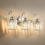 Luci da bagno in cristallo dimmerabili lineari moderne e glamour da 3/4 luci sopra lo specchio