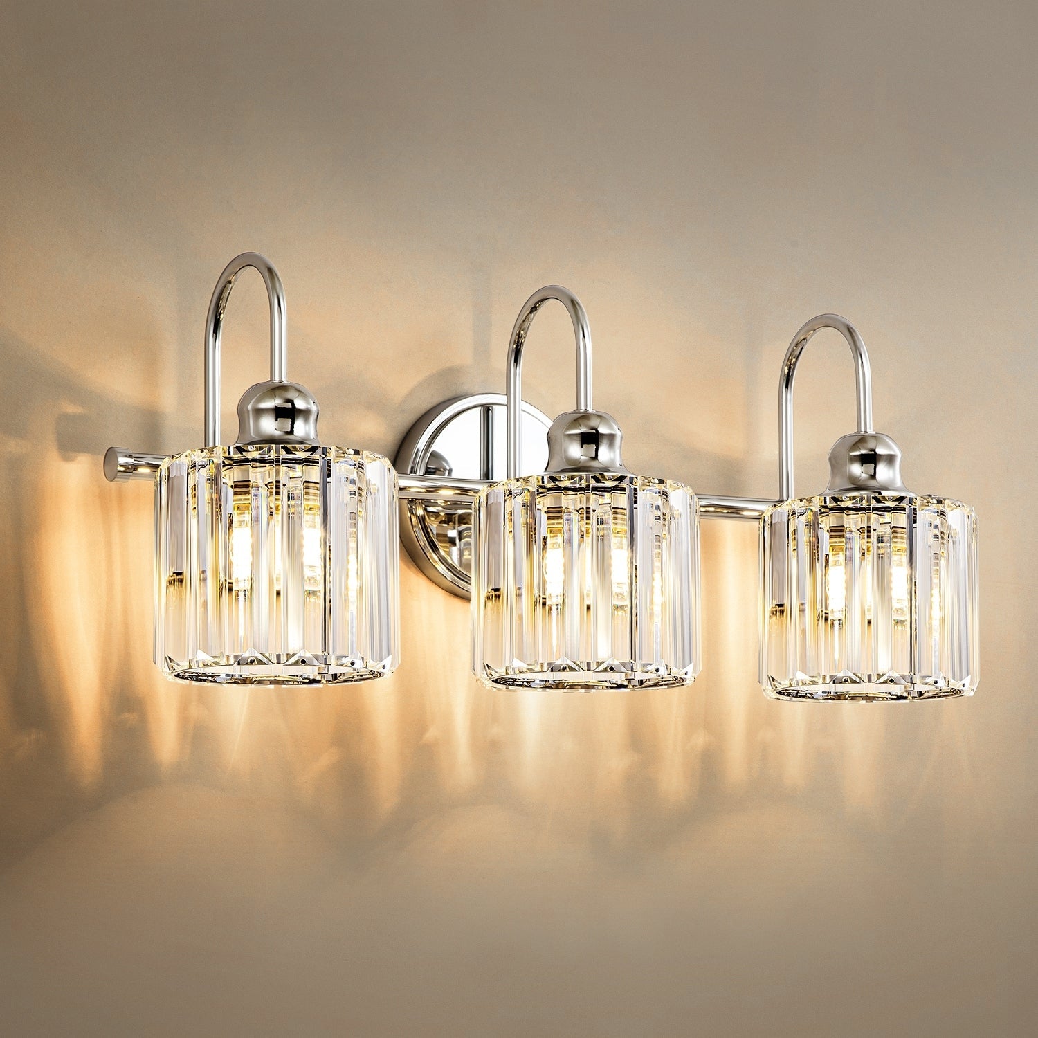 Luci da bagno in cristallo dimmerabili lineari moderne e glamour da 3/4 luci sopra lo specchio