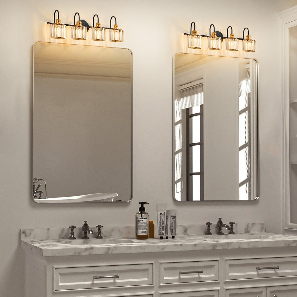 Luci da bagno in cristallo dimmerabili lineari moderne e glamour da 3/4 luci sopra lo specchio
