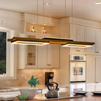 Lampadario lineare in legno a LED integrato da 3/5 luci per isola da cucina