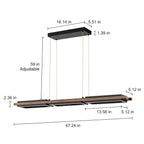 Lampadario lineare in legno a LED integrato da 3/5 luci per isola da cucina