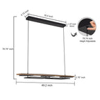 Lampadario lineare in legno a LED integrato da 3/5 luci per isola da cucina