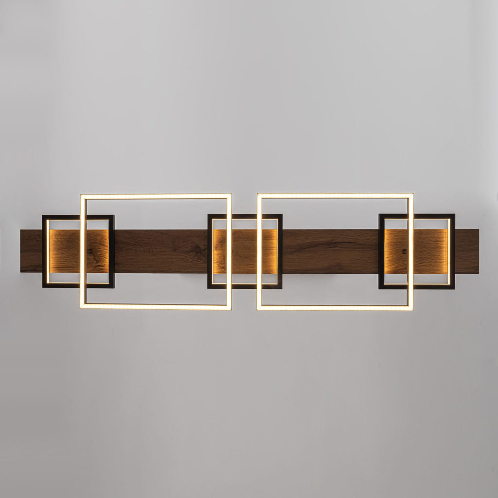 Lampadario lineare in legno a LED integrato da 3/5 luci per isola da cucina