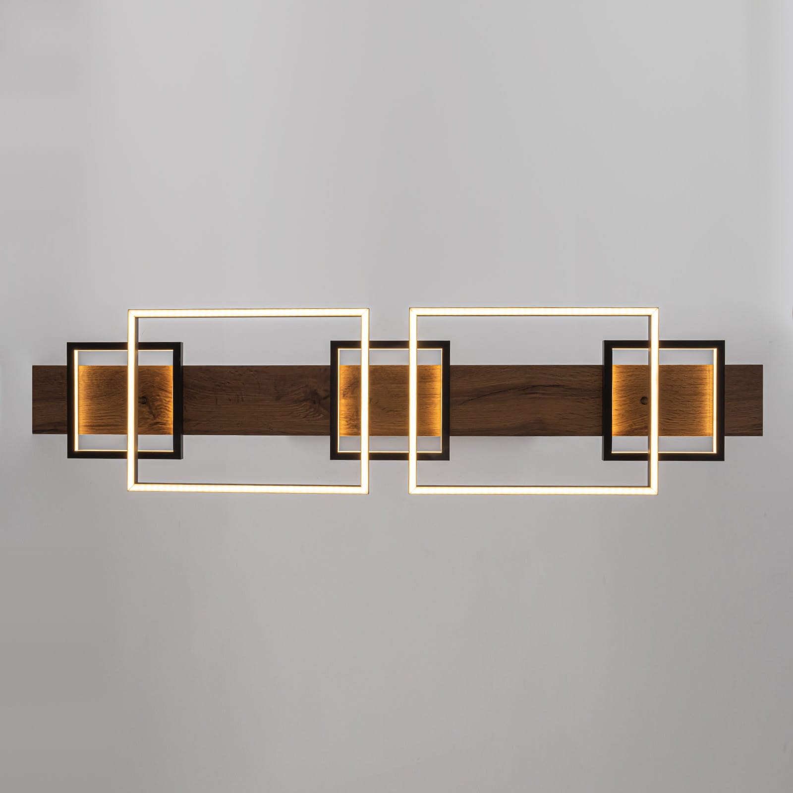 Lampadario lineare in legno a LED integrato da 3/5 luci per isola da cucina