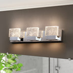 Lampada da toeletta a LED integrata in acciaio inossidabile 3000K Cattleya con paralumi in vetro artistico - Cromata