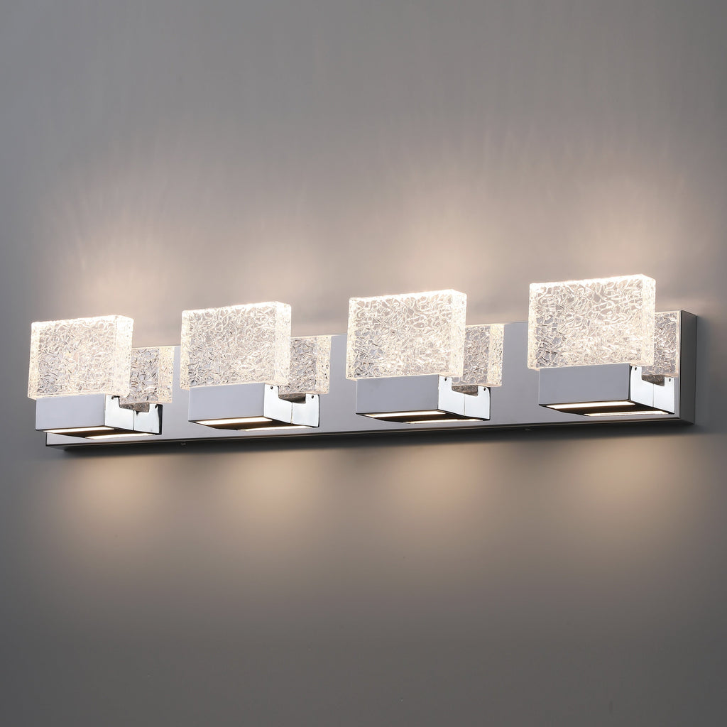 Lampada da toeletta a LED integrata in acciaio inossidabile 3000K Cattleya con paralumi in vetro artistico - Cromata