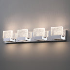 Lampada da toeletta a LED integrata in acciaio inossidabile 3000K Cattleya con paralumi in vetro artistico - Cromata