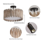 Lampada da soffitto semi-incassata a 3 luci in legno bianco anticato