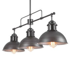 Lampada a sospensione a cupola industriale a 3 luci, in metallo, lineare, per isola da cucina, finitura in bronzo oliato