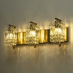 Applique da parete in cristallo per specchio da bagno moderno e glamour a 3 luci