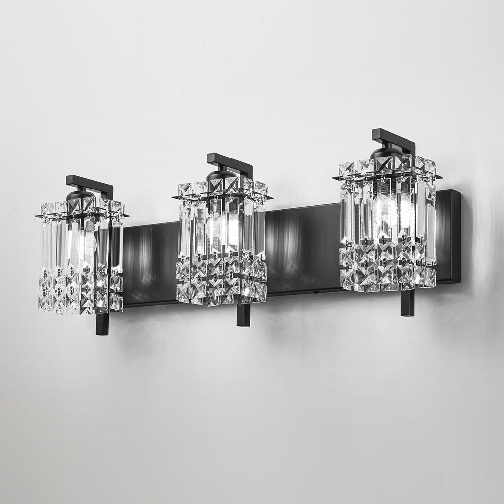 Applique da parete in cristallo per specchio da bagno moderno e glamour a 3 luci