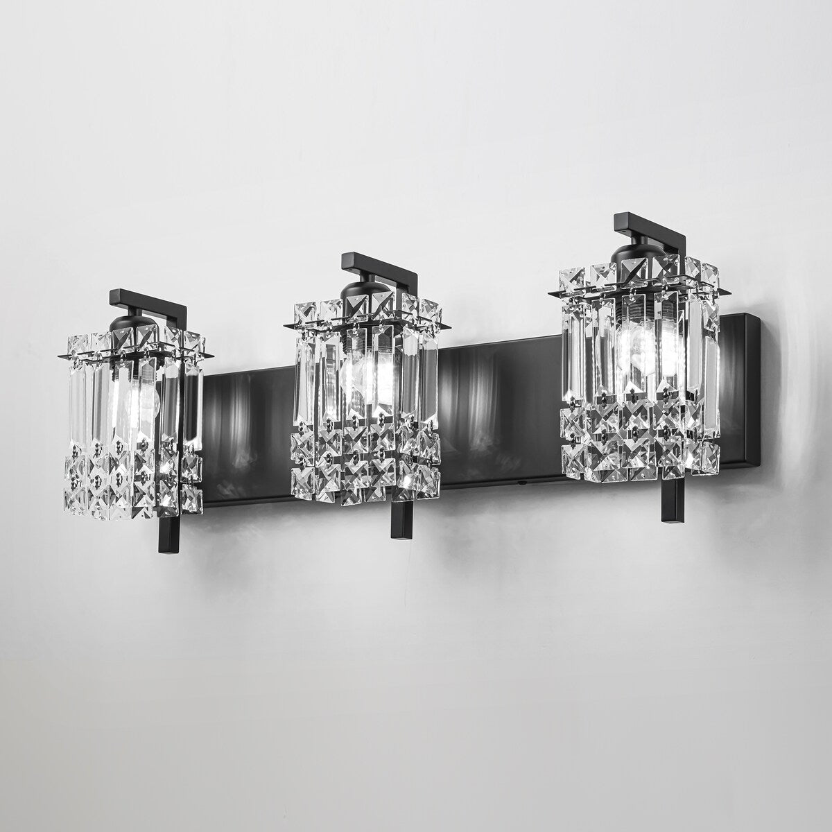 Applique da parete in cristallo per specchio da bagno moderno e glamour a 3 luci
