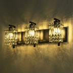 Applique da parete in cristallo per specchio da bagno moderno e glamour a 3 luci
