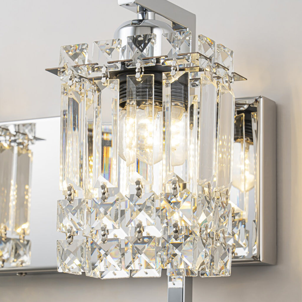 Applique da parete in cristallo per specchio da bagno moderno e glamour a 3 luci