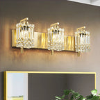 Applique da parete in cristallo per specchio da bagno moderno e glamour a 3 luci