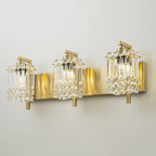 Applique da parete in cristallo per specchio da bagno moderno e glamour a 3 luci