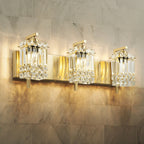 Applique da parete in cristallo per specchio da bagno moderno e glamour a 3 luci