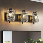 Applique da parete in cristallo per specchio da bagno moderno e glamour a 3 luci
