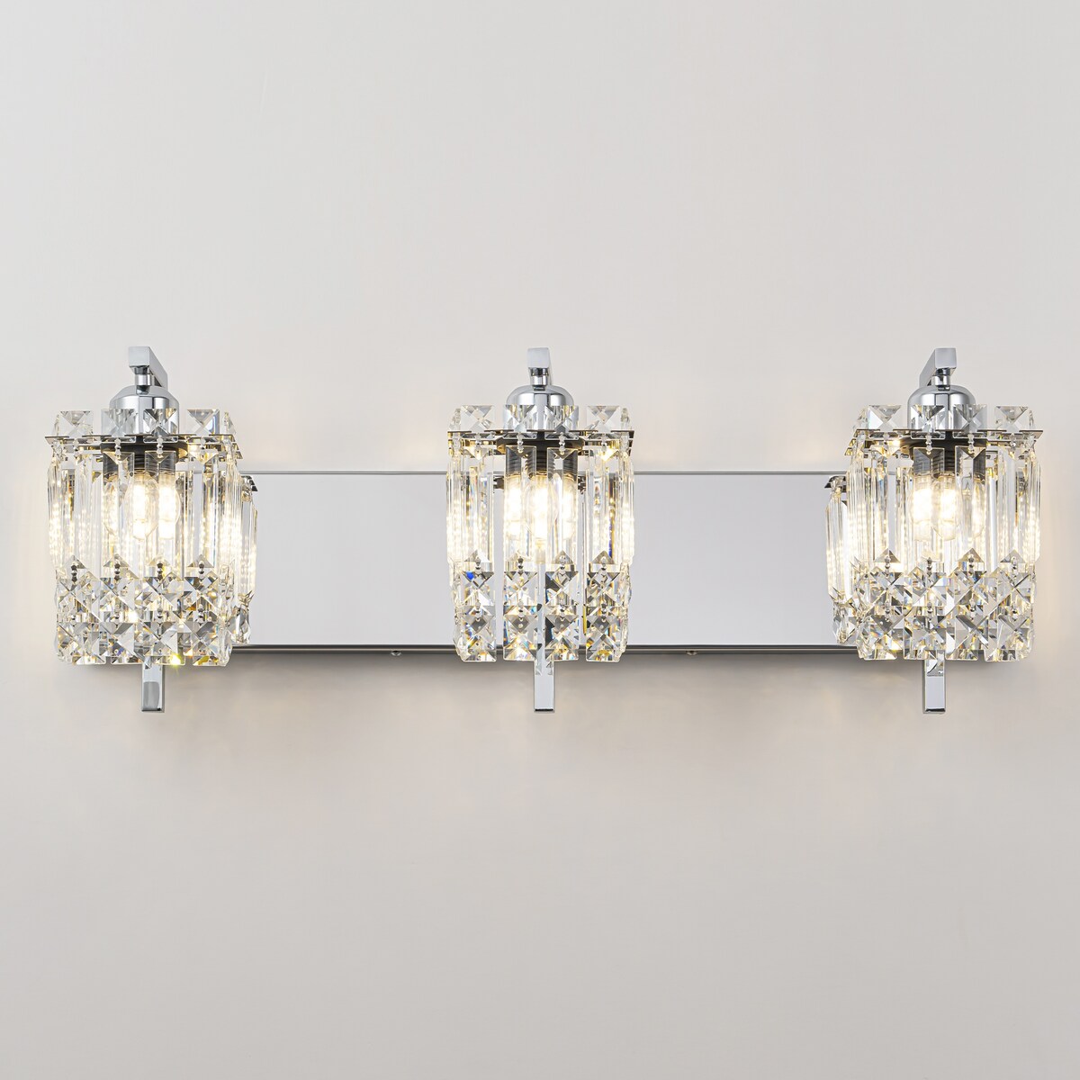 Applique da parete in cristallo per specchio da bagno moderno e glamour a 3 luci