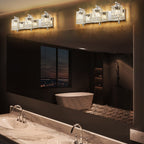Applique da parete in cristallo per specchio da bagno moderno e glamour a 3 luci